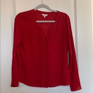 Red Button Down Blouse
